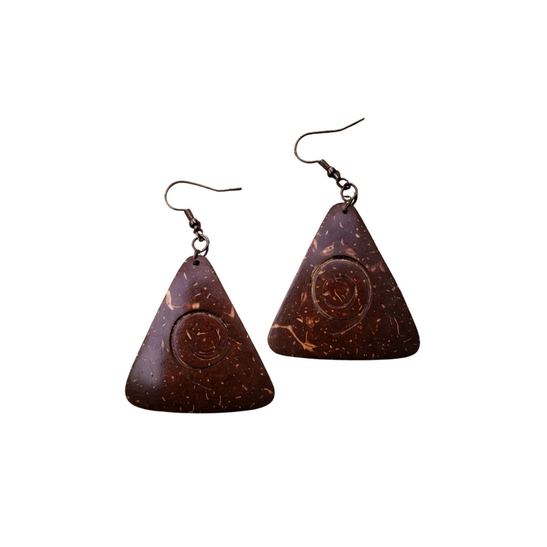 Coconut Shell Triangle Earrings | Natural Handmade Jewelry